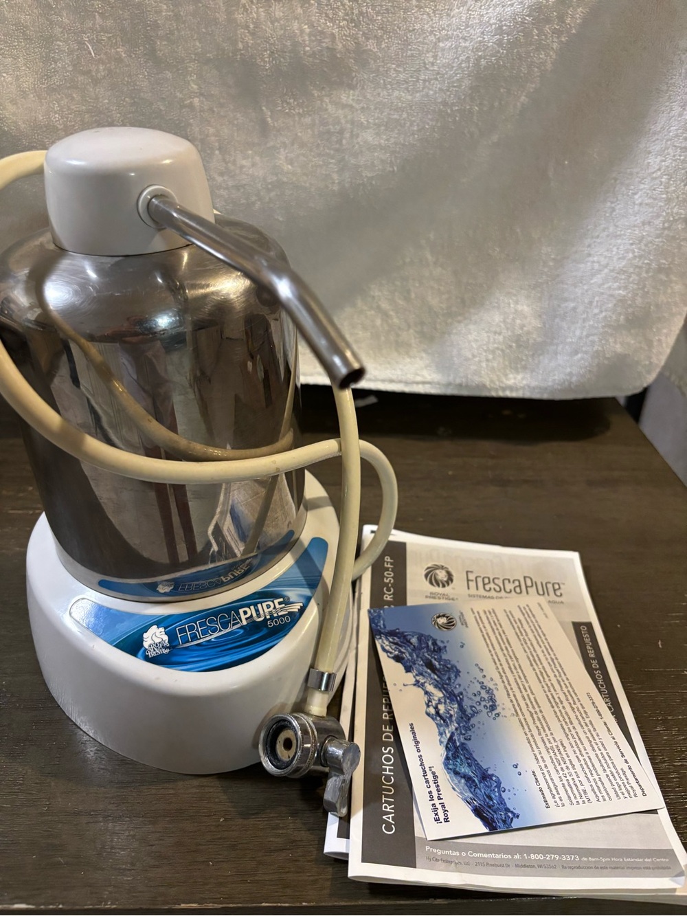 FrescaPure Stainless Steel Countertop Water Filter System - White/Steel